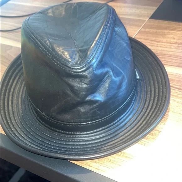 Black Leather Bucket Hat